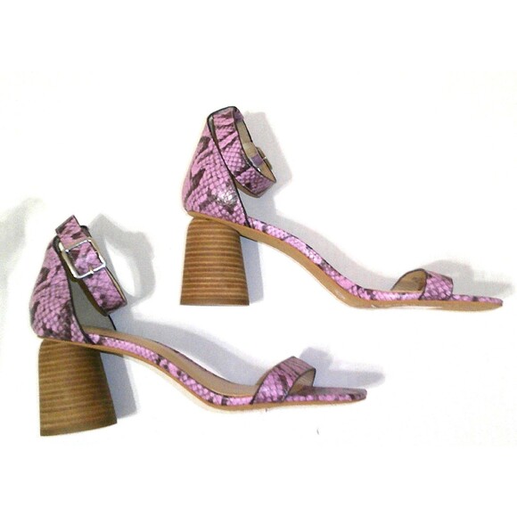 New Womens Vince Camuto Leather Snake Heeled Sandals Mejorla Lavender Purple Sho - Picture 3 of 6